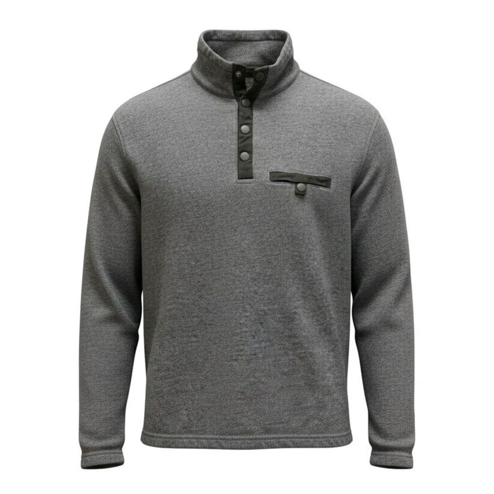 UNTUCKit Parkson Quarter-Snap Pullover Sweatshirt Gray M granola preppy